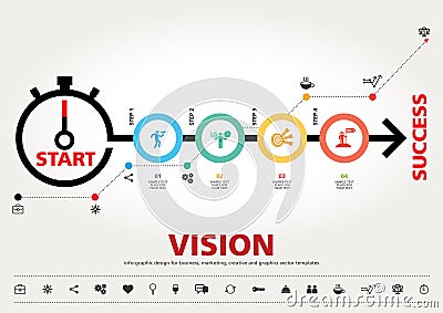 Time for Success, template modern info graphic design Vector Illustration