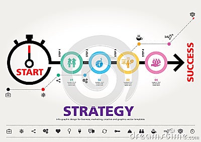 Time for Success, template modern info graphic design Vector Illustration