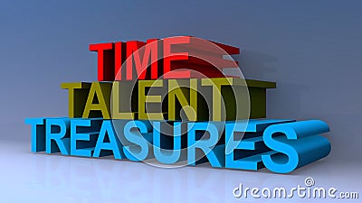 Time talent treasures on blue Stock Photo