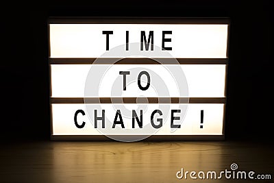 Time to change light box sign board Stock Photo