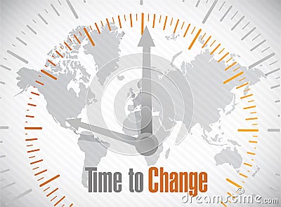 Time to change world map illustration design Cartoon Illustration