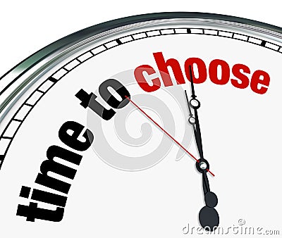 Time to Choose - Clock Reminds to Decide Stock Photo