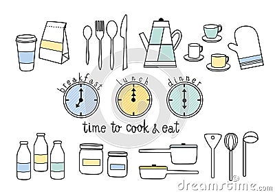 Time to cook and eat Vector Illustration