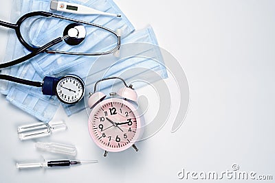 Time to defeat Coronavirus. Time to win Covid-19 . Healthcare and medical supplies Stock Photo