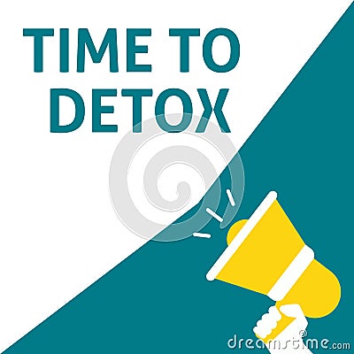 TIME TO DETOX Announcement. Hand Holding Megaphone With Speech Bubble Vector Illustration