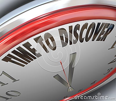 Time to Discover Words on Clock Scientific Research Stock Photo