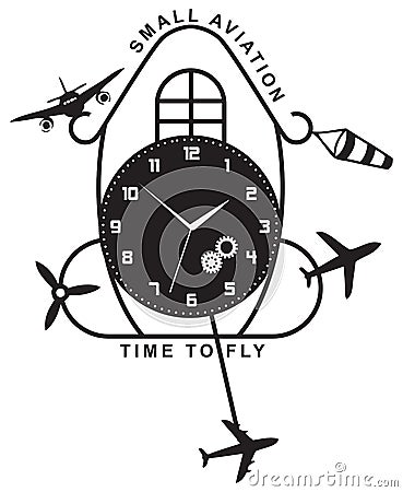 Time to fly small aircraft Vector Illustration