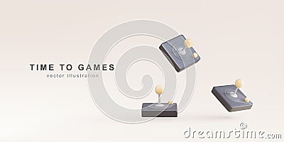TIME TO GAMES - 3d Realistic old gamepads. Vector illustration Vector Illustration