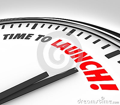 Time to Launch Clock Deadline Countdown New Business Product Com Stock Photo