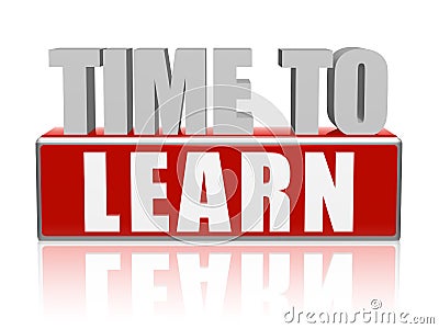 Time to learn in 3d letters and block Stock Photo