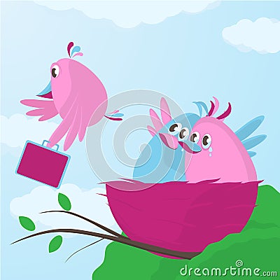 Time to leave the nest Vector Illustration
