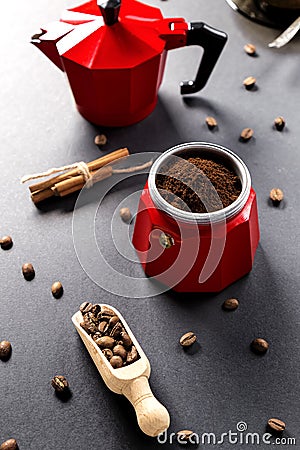 Time to prepare the fresh coffee process Stock Photo