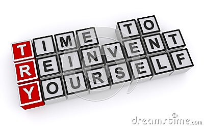 Time to reinvent yourself word blocks Stock Photo