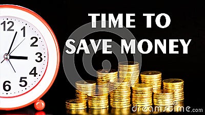 Time to save money-text label. It is reasonable to look for benefits Stock Photo