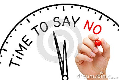 Time To Say No Clock Concept Stock Photo