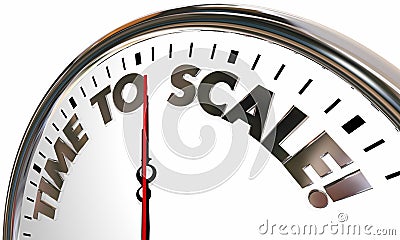 Time to Scale Expand Business Growth Clock Stock Photo