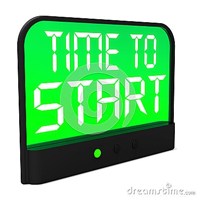 Time To Start Message Shows Beginning Or Activating Stock Photo