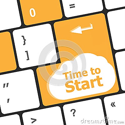 Time to start text button on keyboard keys Stock Photo