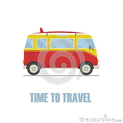 Time to travel concept. Hippie van isolated Stock Photo