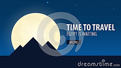 Time to travel. Travel to Egypt. Egypt is waiting. Vector illustration. Cartoon Illustration