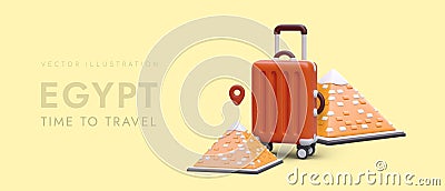 Time to visit Egypt. Vector banner for advertising tourist trips to Africa Vector Illustration
