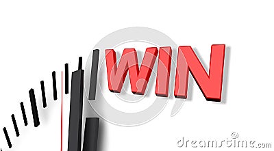Time to win clock pointer text - 3d rendering Stock Photo