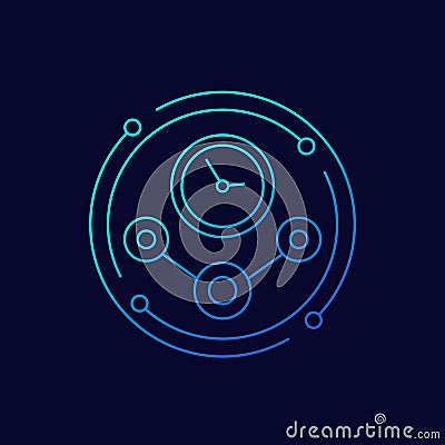 time tracking line icon for web, vector Vector Illustration