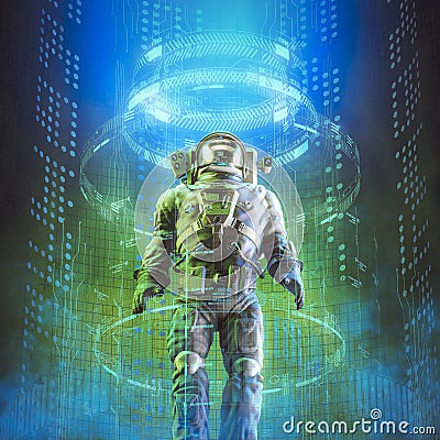 Time travel astronaut Cartoon Illustration
