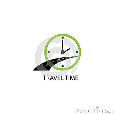 Time travel logo illustration clock, road color vector design Vector Illustration