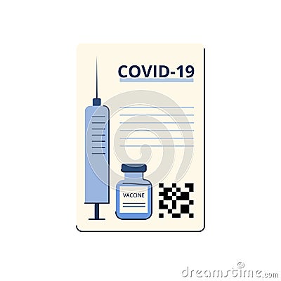 Time of vaccination against covid-19. Virus protection. Checking for antibodies and test result. Isolated concept on Vector Illustration