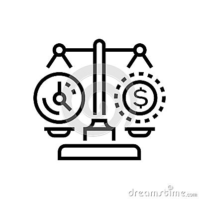 Time vs money - line design single isolated icon Vector Illustration