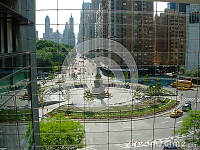 New York Columbus Circle from Time Warner Building Window Stock Photo