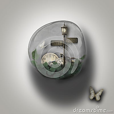 Steampunk time warp bubble isolated Stock Photo