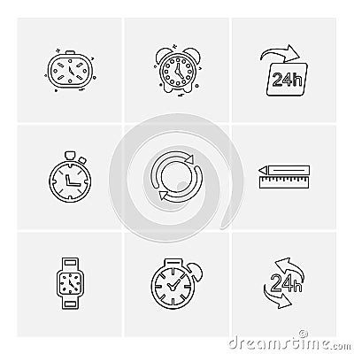 time , watch , clock , alarm , times , timer , eps icons set vector Vector Illustration