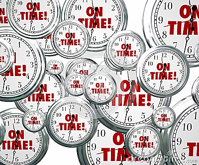 On Time Words Flying Clocks Punctuality Stock Photo