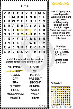 Time wordsearch puzzle Vector Illustration