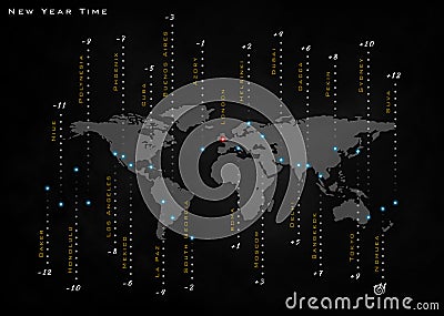 Time in the world, greenwich mean time, world map Stock Photo