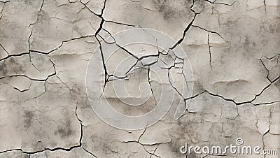 Time-Worn Patina: Seamless Cracked Concrete. AI generate Stock Photo