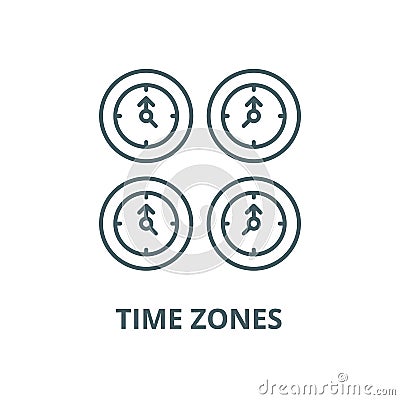 Time zones vector line icon, linear concept, outline sign, symbol Vector Illustration