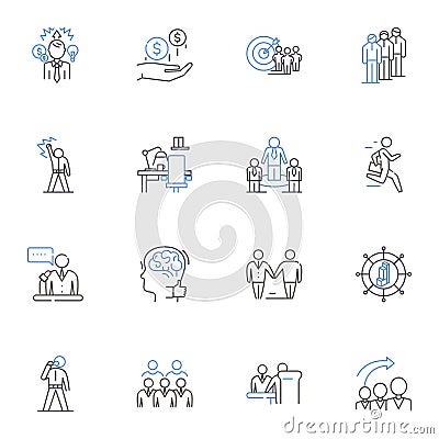 Timekeeping system line icons collection. Accuracy, Attendance, Automation, Biometric, Clock, Compliant, Data vector and Vector Illustration