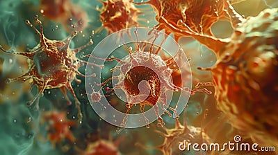 A timelapse image of white cells rapidly moving towards a site of ready to attack and eliminate invading pathogens Stock Photo