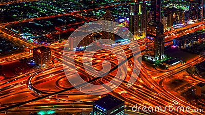 timelapse 4K Gemandernachtansichtlandstraße in Dubai stock video timelapse 4K Gemandernachtansichtlandstraße in Dubai stock video