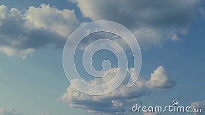 Summer Blue Sky. Layer Of Clouds In Blue Sky Moving. Blue Sky White Clouds. Puffy Fluffy White Clouds. Stock Photo