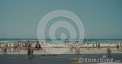 Timelapse van het strand van Tel Aviv stock footage Timelapse van het strand van Tel Aviv stock footage