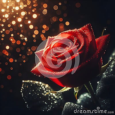 Timeless Beauty: A Captivating Close-Up of a Single Rose. Stock Photo