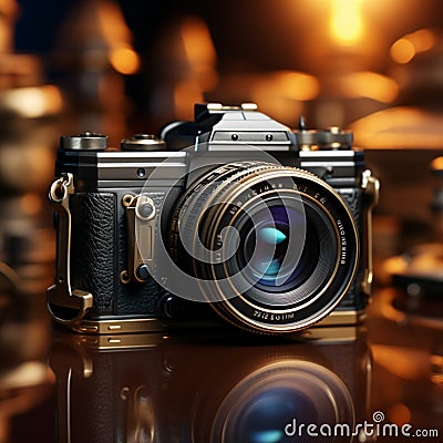 Timeless charm captured in the craftsmanship of vintage photography equipment Stock Photo