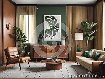 Timeless Elegance: Green Living Space Stock Photo