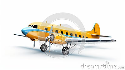 Timeless Nostalgia: Yellow Plane On White Background Stock Photo