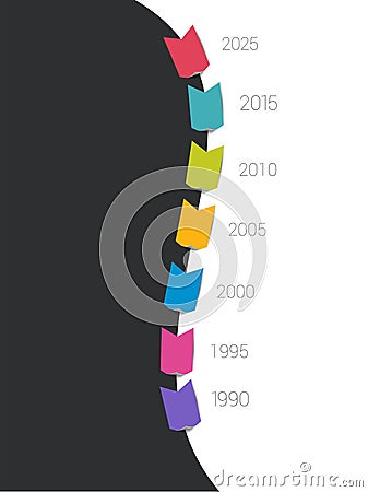 Timeline arrows paper concept. Black and grey wave background. Vector Illustration