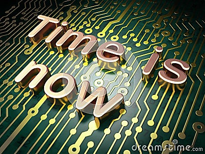 Timeline concept: Time is Now on circuit board Stock Photo
